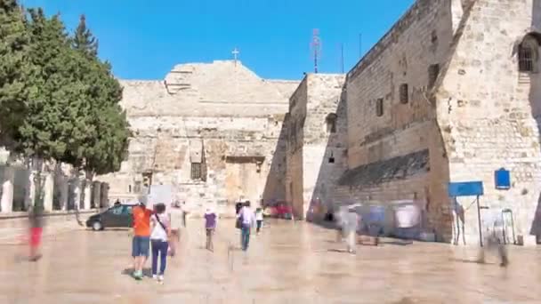 De kerk van de geboorte van Jezus Christus timelapse hyperlapse. Palestin. De stad Bethlehem. — Stockvideo