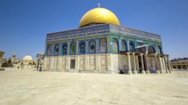 Cúpula de la Roca hiperlapso timelapse, un sitio sagrado musulmán en la cima del Monte del Templo en Jerusalén, Israel. — Vídeos de Stock