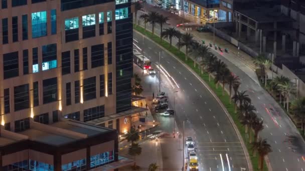 Bay Square okres noc timelapse se smíšeným použitím a nízké stoupání komplexních kancelářských budov se nachází v Business Bay v Dubaji — Stock video