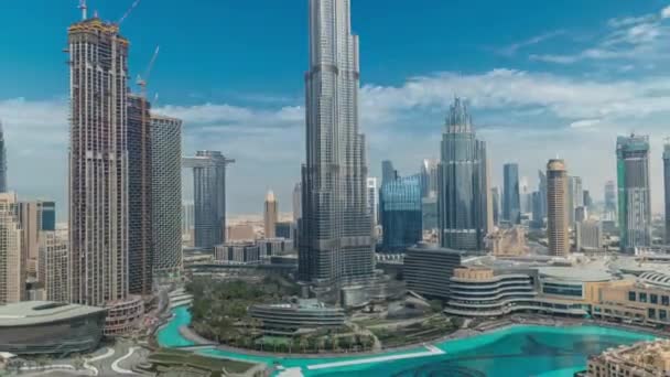 Vista aérea de la ciudad de Dubai todo el día timelapse en el centro de la ciudad. — Vídeo de stock