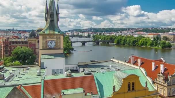 Staromestsky water tower timelapse in Prague, the Czech Republic — Stock Video