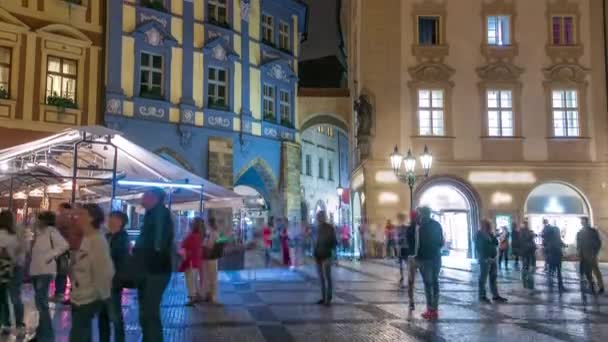 Night view of Old Town Square timelapse in Prague. Czech Republic — Stock Video