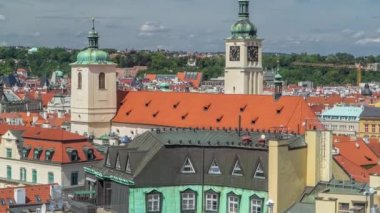 Prag timelapse yükseklikte Toz Kulesi görünümü. Tarihi ve kültürel anıt