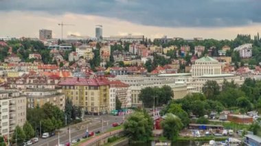 Visegrad gözlem güvertesinden Prag timelapse görünümü. Prag. Çek Cumhuriyeti.