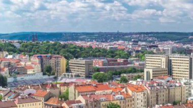 Çek Cumhuriyeti Vitkov Anıtı'nın tepesinden Prag timelapse panoramik görünümü