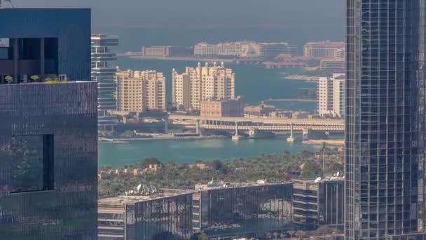 Luftaufnahme von Dubai Internet City und Gebäude Zeitraffer — Stockvideo