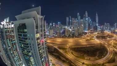 Dubai Marina karayolu kavşağı spagetti kavşağı gece zaman aşımı