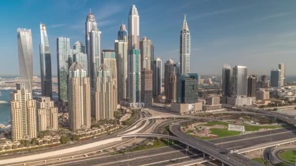 Jalan raya Dubai Marina persimpangan spaghetti timelapse — Stok Video