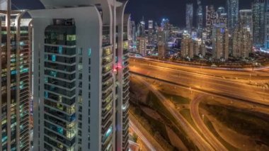 Dubai Marina karayolu kavşağı spagetti kavşağı gece zaman aşımı
