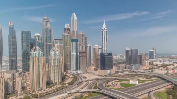Dubai Marina snelweg kruising spaghetti kruising de hele dag timelapse — Stockvideo