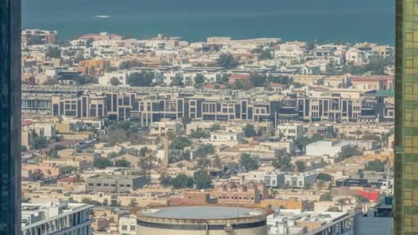 Vista aérea de casas de apartamentos e moradias em Dubai cidade timelapse, Emirados Árabes Unidos — Vídeo de Stock