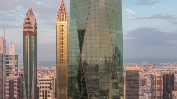 Financial center of Dubai city with luxury skyscrapers morning timelapse, Dubaj, Egyesült Arab Emírségek — Stock videók