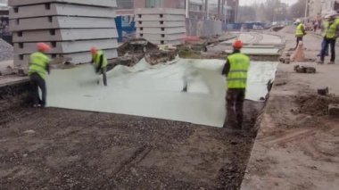 Bir yol timelapse inşaat iş buldozer