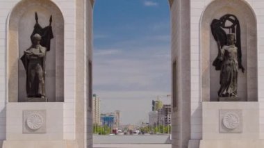 zafer kemer timelapse ve Astana, Kazakistan'ın şehir merkezi parçası.