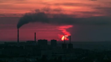 Lüle ve merkezi iş bölgesine Timelapse, Kazakistan Astana şehir merkeziyle üzerinde gündoğumu ile yükseltilmiş görünümü