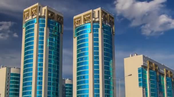 Novo distrito de negócios timelapse hyperlapse na capital do Cazaquistão em Astana . — Vídeo de Stock