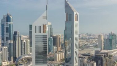 Emirates Kuleleri ve Şeyh Zayed 'in hava zaman çizelgesi manzarası