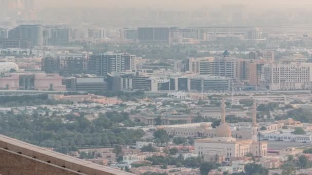Vue aérienne de Bur Dubai, du ruisseau, du quartier de Deira et de Sharjah timelapse — Video