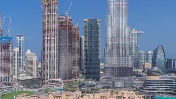 Dubai Downtown timelapse with tallest skyscraper and other towers — Stock Video