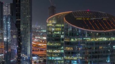 Dubai Uluslararası Finans Merkezi Gökdelenleri Hava Gecesi Zaman Çizelgesi.