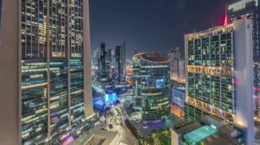 Dubai Uluslararası Finans Merkezi Gökdelenleri Hava Gecesi Zaman Çizelgesi.