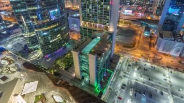 Dubai Uluslararası Finans Merkezi Gökdelenleri Hava Gecesi Zaman Çizelgesi.