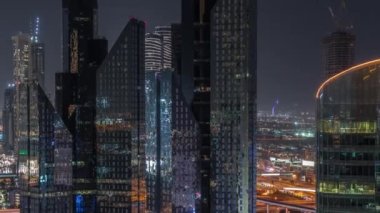 Dubai Uluslararası Finans Merkezi Gökdelenleri Hava Gecesi Zaman Çizelgesi.