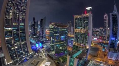 Dubai Uluslararası Finans Merkezi Gökdelenleri Hava Gecesi Zaman Çizelgesi.
