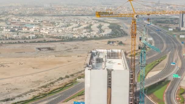 Vista aerea di Al Khail strada trafficata traffico vicino business Bay timelapse distretto — Video Stock