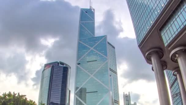 A cronologia do dia dos Edifícios Corporativos de Hong Kong — Vídeo de Stock