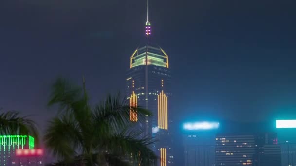 俯瞰九龙未来摩天大楼的时间及其闪烁的灯光 — 图库视频影像