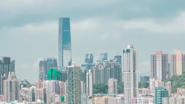 Az épületek a nap finanszírozás városi timelapse, hong kong city felülnézet — Stock videók