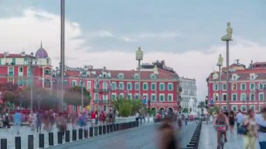 Place Massena Meydanı gece timelapse, Fransız Rivierası, Cote dazur, Fransa için güzel bir gün
