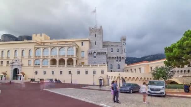 Princes Palace of Monaco timelapse hyperlapse (en inglés). Residencia oficial del Príncipe de Mónaco. — Vídeos de Stock