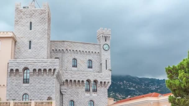 Palazzo dei Principi di Monaco timelapse. Residenza ufficiale del Principe di Monaco. — Video Stock