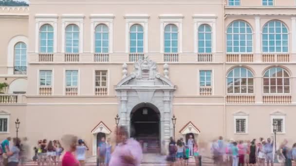 Prinsen Paleis van Monaco timelapse. Officiële verblijfplaats van de prins van Monaco. — Stockvideo