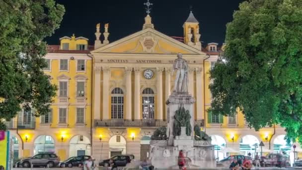Emlékmű a Garibaldi és a Chapelle du Saint-Sepulcre Place Garibaldi timelapse, Nizza. — Stock videók