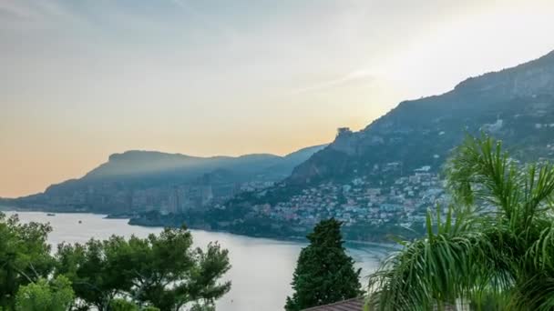 Cityscape timelapse de Monte Carlo, Mônaco durante o pôr do sol de verão . — Vídeo de Stock