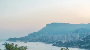 Cityscape gece timelapse, Monaco yaz güneş battıktan sonra için Monte Carlo günün.