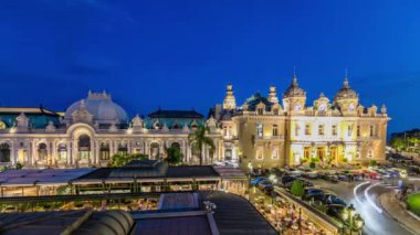 Monte Carlo gün gece timelapse, Monaco Grand Casino. Tarihi bina