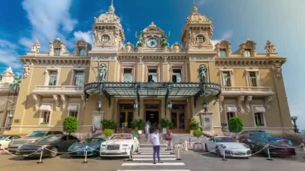 Grand Casino v timelapse Monte Carlo, Monako. Historická budova — Stock video