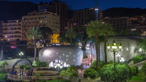 Ogrody Monte Carlo noc timelapse od góry — Wideo stockowe