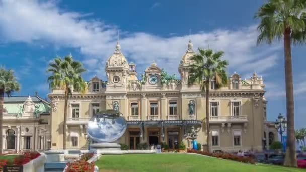 Palais de style baroque du Casino Monte Carlo du XIXe siècle à Monaco hyperlapse timelapse — Video