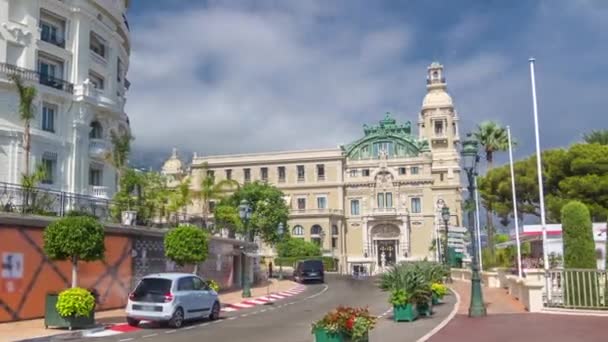 Egyik oldalon a Monte Carlo kaszinó timelapse-hyperlapse — Stock videók