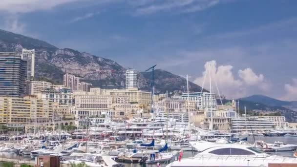 Monte Carlo Port Hercule panorama timelapse hiperlapse. — Wideo stockowe