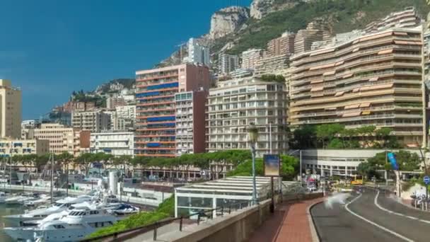 Monte Carlo Port Hercule panorama lapso de tiempo hiperlapso. — Vídeo de stock