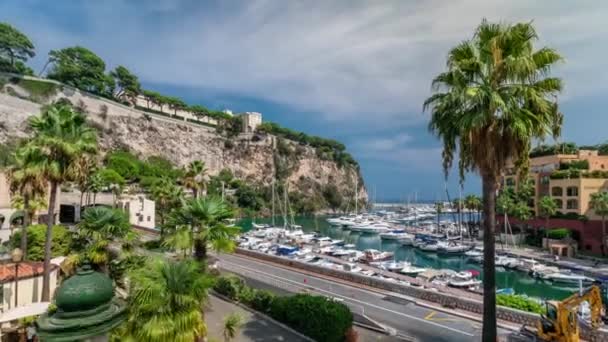 Vista panorámica del timelapse de Fontvieille - nuevo distrito de Mónaco . — Vídeo de stock