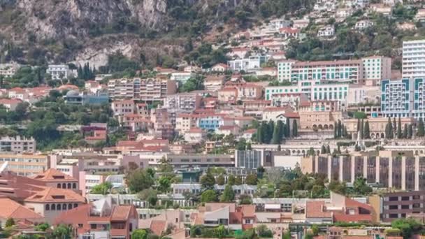 Vista panorámica del timelapse de Fontvieille - nuevo distrito de Mónaco . — Vídeo de stock