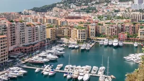 Panoramiczny widok Fontvieille timelapse - nowej dzielnicy Monako. — Wideo stockowe