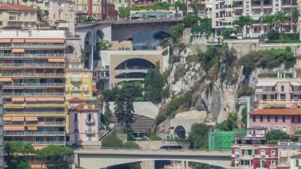 Monaco kilise Sainte adamak köprü Prensliği dağ şehir devlet timelapse. — Stok video